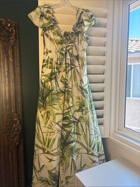 Taylor - Tropical Bamboo & Palm Leaf Maxi Dress, size ML*